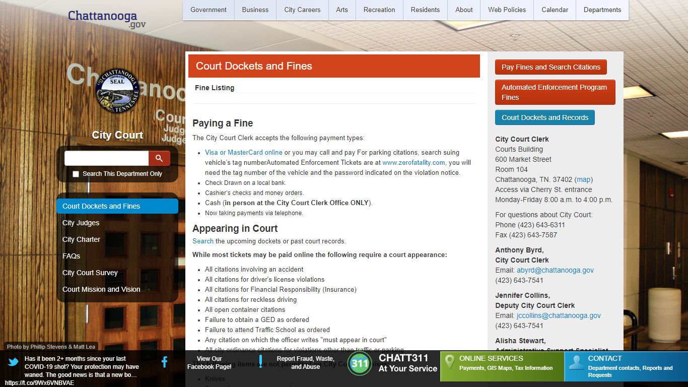Court Dockets and Fines - Chattanooga